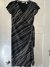 Valerie Stevens Women's Black/Tan Wrap Around Dress Size PM Be Fall Ready