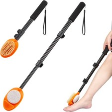 Foot Scrubber with Pumice Stone, 3 in 1 Adjustable Aluminum Tube Orange