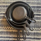 Vintage Griswold Matched 5Pc Small Logo Groove Handle Cast Iron Skillet Set Flat