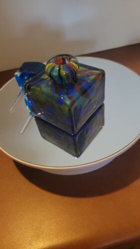 MURANO BLUE ART GLASS PERFUME BOTTLE WITH CLEAR GLASS DAUBER (EMPTY) SALE SALE! - Picture 3 of 7