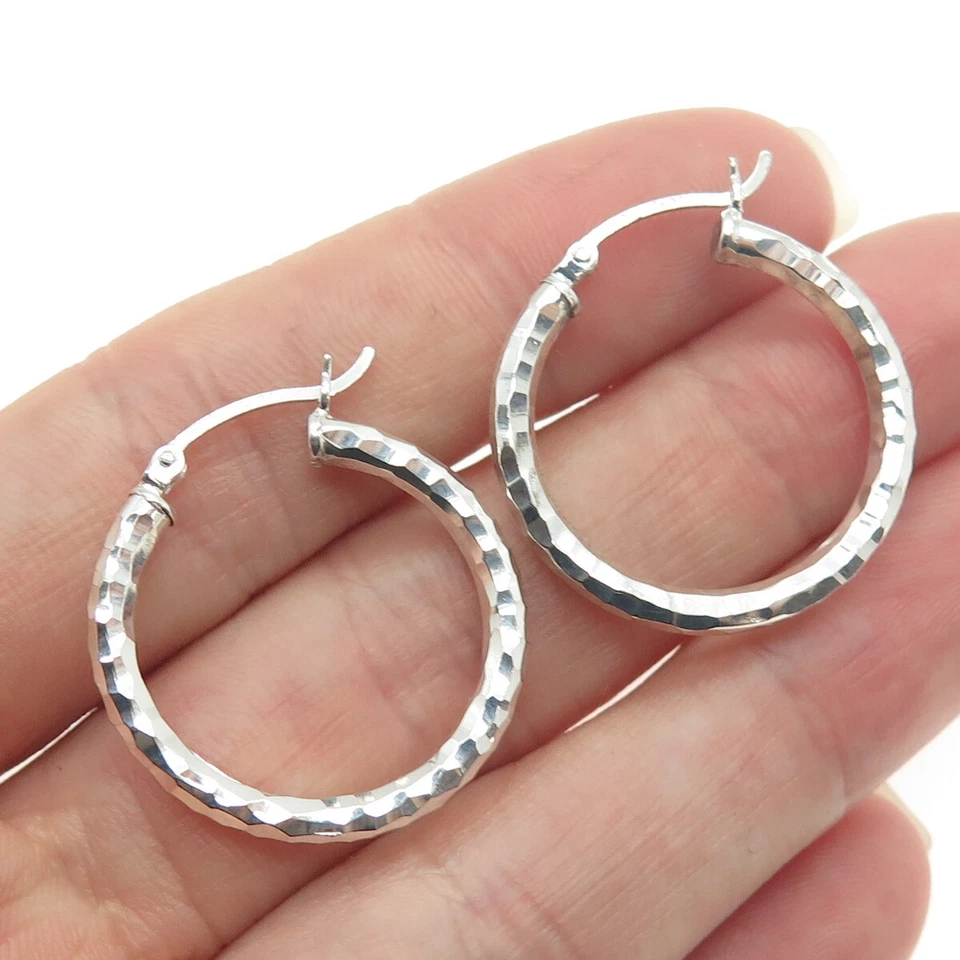 JOM JUST ONE MORE 925 Sterling Silver Diamond-Cut Hoop Earrings - Image 2 of 4