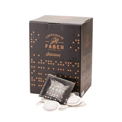Cialde Di Caffè FABER Tostato – Miscela Nera Dark Roast – 50 Pezzi Compatibili De'Longhi