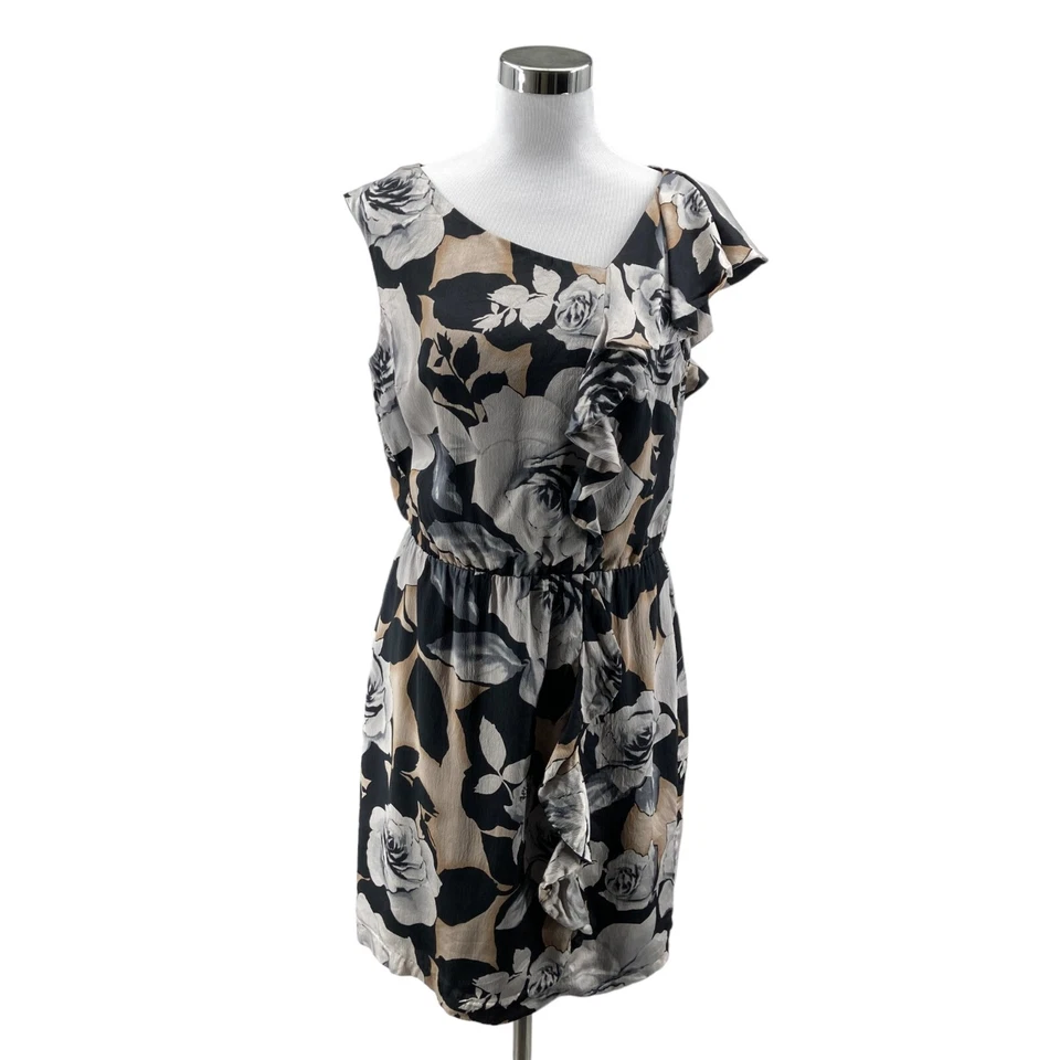 Vestido Vaina de Seda Martillada Mercado Negro Casa Blanca Para Mujer Talla 10 Negro Floral Foto 3 de 4