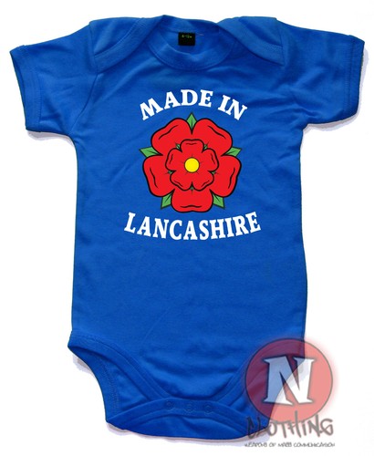 Made in Lancashire Babygrow Baby Suit Great Gift vest red rose of Lancaster - Zdjęcie 5 z 9
