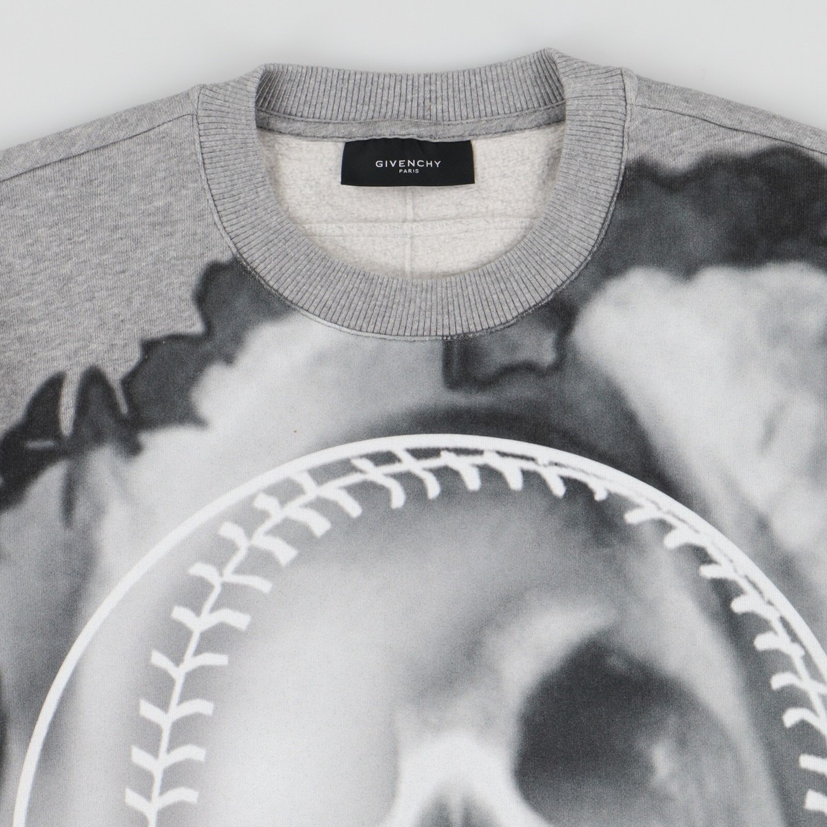 Givenchy Grey Baseball Skull Print Oversized Sweatshirt