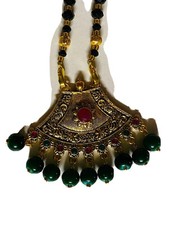 INDIA MANGALSUTRA red/beads GOLDEN NECKLACE-BOLLYWOOD SUHAG WEDDING-USA SELLER