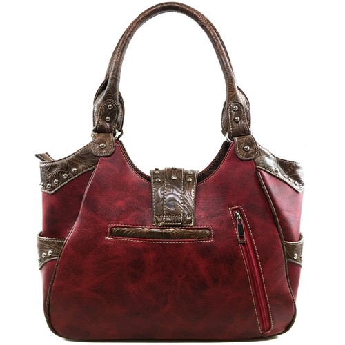 Justin West Western Floral CCW Stud Buckle Concealed Carry Handbag Purse Set - Picture 106 of 131
