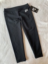 New GK Elite CAPRI LEGGINGS Gymnastics BLACK Leotard PANTS Tights Girls Size: AS