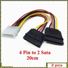 2pcs IDE 4 Pin Male To 2 SATA Female 15 Pin Molex To 2 Serial Hard Drive Power