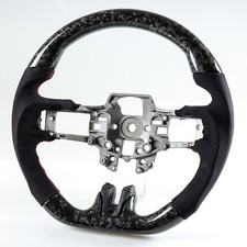 Forged Carbon Fiber Suede Steering Wheel Red Stitching For Ford Mustang 15-17 Forged Carbon Fiber Suede Steering Wheel Red Stitching For Ford Mustang 15-17