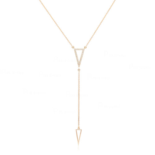14K Gold 0.15 Ct. Lab-Created Diamond Arrowhead Drop Lariat Necklace - Picture 2 of 3