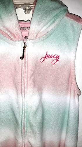 Juicy Couture Kids - Girls Size 7 French Terry Pink/Green Ombre Hooded Romper - Picture 4 of 10