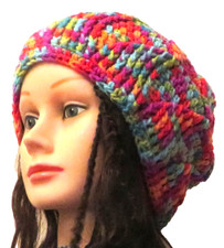 New Handmade Crochet Orange Size XL (24 Inches Circumference) Waves Beanie Hat