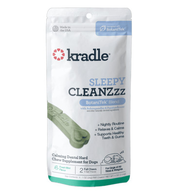 Kradle Sleepy Cleanzzz, Relaxing Dental Hard Dog Chews,  2 Dry Bars, 4 Ounce Bag