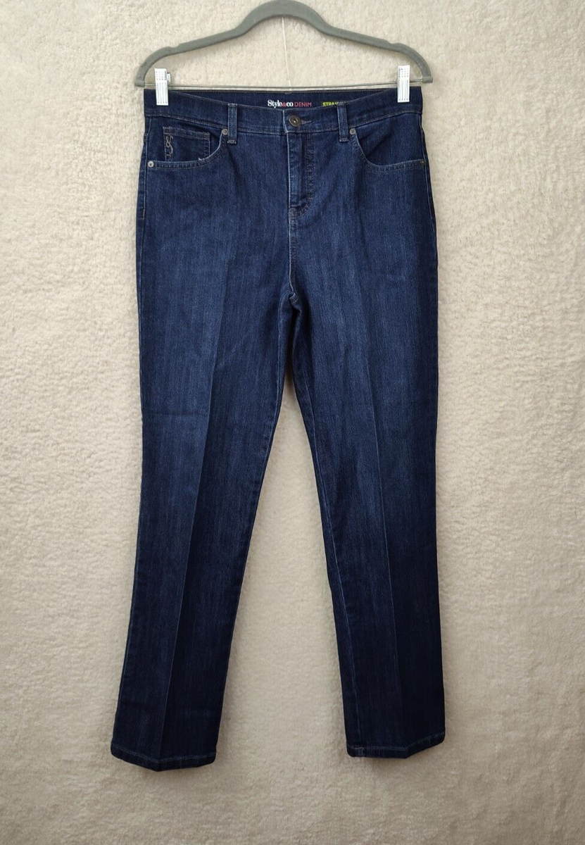 Style Co Women Jean 8P Blue Cotton Blend Highrise Straight Leg