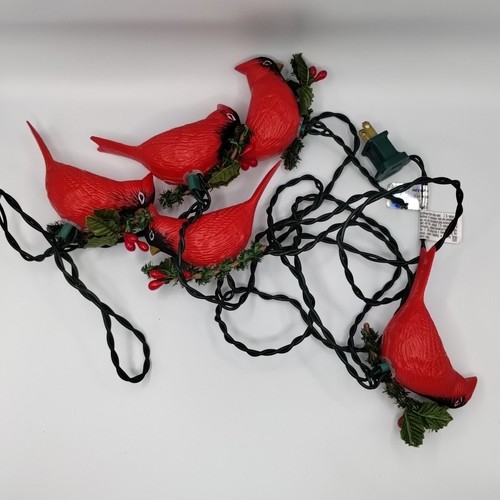 Cardinals On Twig Branch Christmas String Light Set Plastic Birds Holiday Decor - Picture 2 of 13