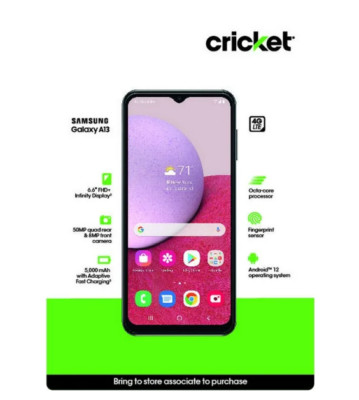 New - Samsung Galaxy A13 4G LTE 6.6'' 32GB 4GB Black Android (Locked To Cricket)