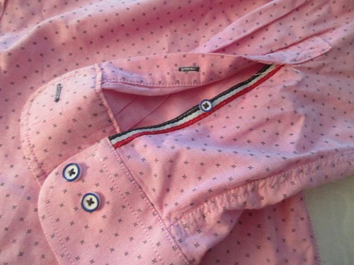 Heritage By Report Collection Shirt Men's Size L Slim Fit Long Sleeve Pink Blue - Picture 8 of 11