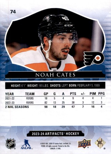 2023-24 Upper Deck Artifacts #74 Noah Cates - Picture 2 of 2