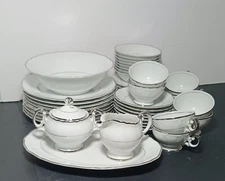 45 pc Lot Harmony House Silver Sonata 3639 Fine China Serving Pcs Japan