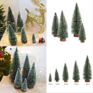 12x Mini Sisal Christmas Trees Ornament Snow Frost Small Pine Tree XMAS Decor
