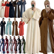 Abaya Muslim Cardigan Long Dress Women Open Front Robe Ramadan Kaftan Dress Eid
