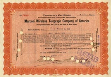 Marconi Wireless Telegraph Co. of America - Issued 24 days after Titanic Sinking