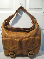 Marc Jacobs Tan Brown Signature Embossed Leather Double Pockets Large Hobo  Bag.