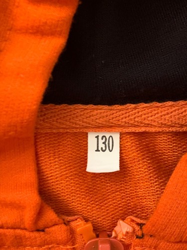 Excellent Condition Kids Fox Zip Up Orange Hoodie Long Sleeve Size 130 or 5/6T - Picture 6 of 6