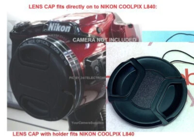 JJC FRONT SNAP-ON LENS CAP DIRECTLY to NIKON COOLPIX L840 L 840 CAMERA+HOLDER