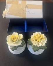Vintage Aynsley  Fine English Bone China Yellow Flower Salt & Pepper Shakers