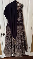Indian Traditional Dress Size 2XL/44 Worn Once Dark Blue with Jewelry Set