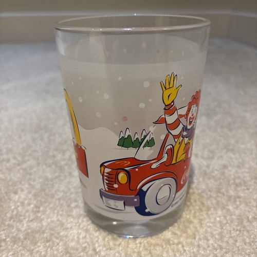 McDonald's Coca-Cola 2001 Glass Cup Tumbler Christmas Winter Ronald Gifts - Foto 6 di 11