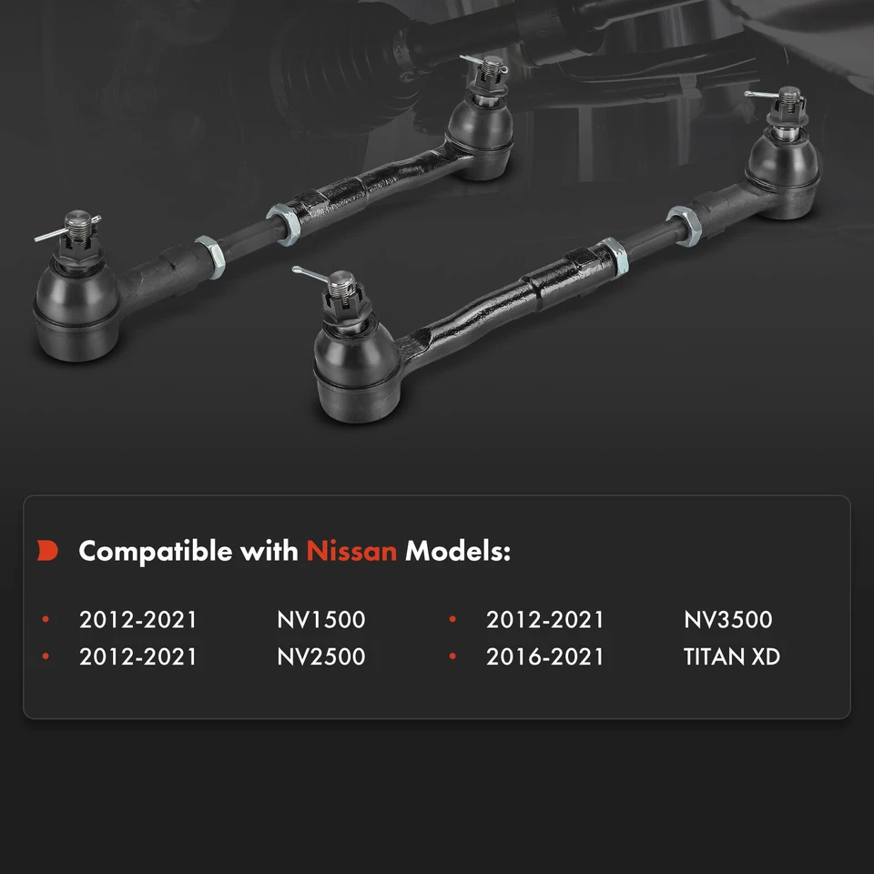 2x Extremo de varilla de amarre interior y exterior para Nissan NV1500 NV2500 NV3500 2012-2021 TITAN XD Foto 2 de 4