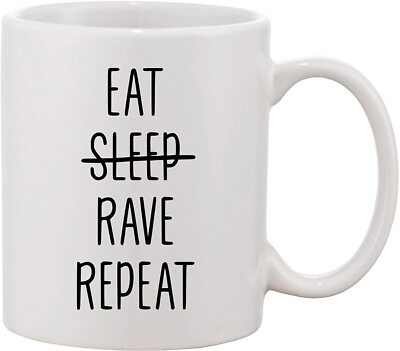 Youth Designz Tasse Kaffeetasse Eat Sleep Rave Repeat Spruch Lustig Techno House