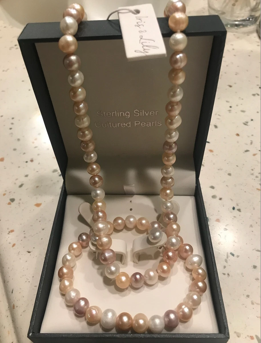 iris lily pearl necklace bracelet and earrings set eBay