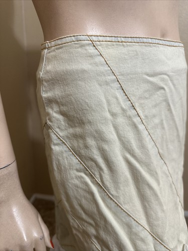 Light Blue Denim Cotton Beaded zipper Embroidered Size S(4-6) maxi Skirt 712 - Picture 7 of 24