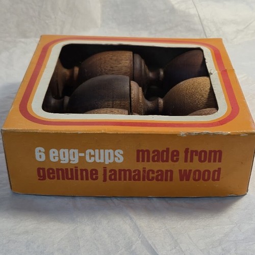 6 Wooden Egg-cup Made From Jamacian Wood Vintage Early 1970's - Picture 13 of 14