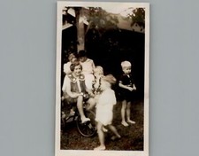 Antique 1940's Sharing The Tricycle - Black & White Photography Photos