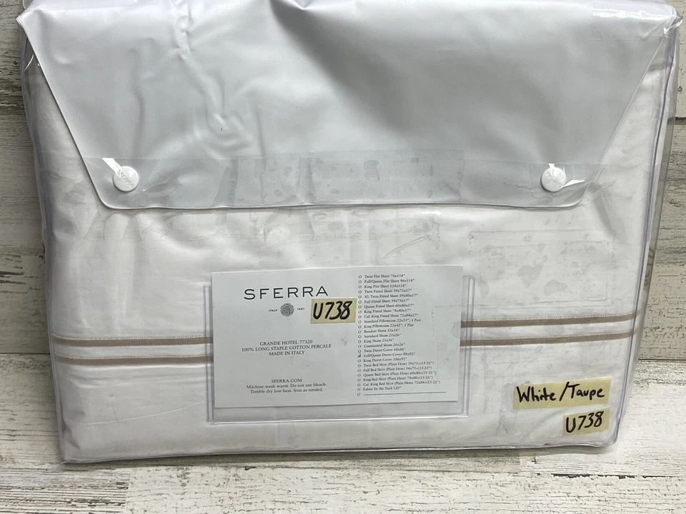 Edredón Sferra Grande Hotel Algodón Percal Completo/Queen Blanco/Topo Nuevo Foto 3 de 4