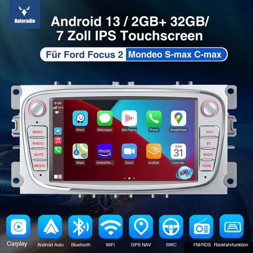 2+32G Carplay Android 13 Autoradio GPS DAB+ KAM Für Ford Focus 2 Mondeo S C-max - Bild 2 von 13