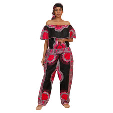 African Women's Dashiki Off Shoulder Jumpsuit -- FI-3061D