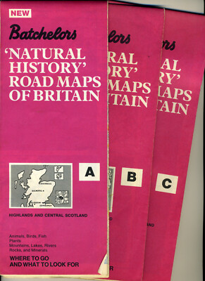 Batchelors 'Natural History' Road Maps of Britain - Complete Set of 3 Maps