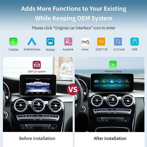 Pantalla táctil inalámbrica Carplay/Android coche 12,3"" para sistema Mercedes Benz NTG5.0 - Imagen 3 de 13