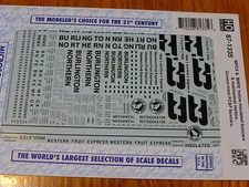 Microscale Decal HO  #87-1335  Western Fruit Express (WFCX) & Burlington Norther
