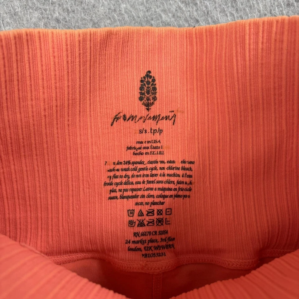 Free People FP Movement Leggings Womens XS Orange Seamless USA Athleisure READ - Image 3 of 4