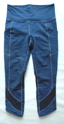 Athleta Women's  Small Blue High Rise Jacquard Mesh Chat to Town Capri 211338