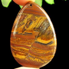 Tiger Eye Gem Teardrop Pendant Bead 48x33x4mm H09979