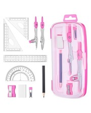 This 10-piece stationery set includes a compass, ruler, triangle, protractor, pe
