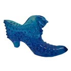 Vintage Fenton Art Glass Hobnail Colonial Blue Cat On Slipper Shoe Heel 70s 60s